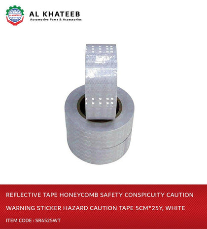 Reflective Tape Honeycomb Safety Conspicuity Caution Warning Sticker Hazard Caution Tape 5Cm*25Y, White