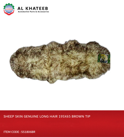 SHEEP SKIN GENUINE LONG HAIR 195x65 BROWN TIP