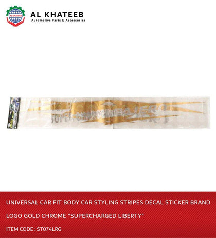 Al Khateeb Univesal Car Fit Body Car Styling Stripes Decal Sticker Brand Logo Gold Chrome 