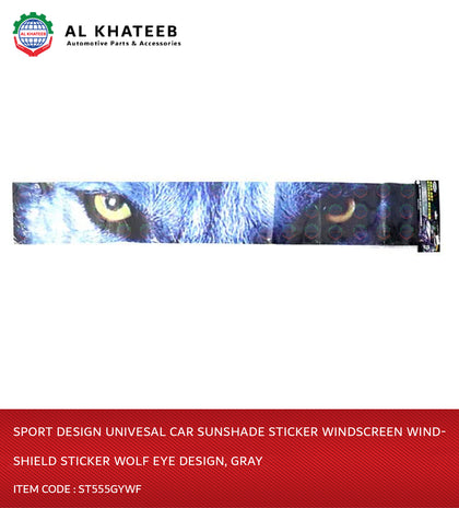 Al Khateeb Sport Design Univesal Car Sunshade Sticker Windscreen Windshield Sticker Wolf Eye Design, Gray