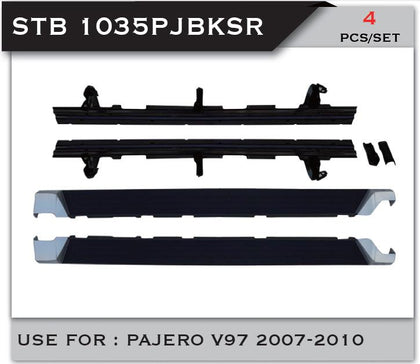 GTK Car Pedal Running Board Side Step Bar Door Fixed Nerf Pajero V97 2007-2010, Black-Silver