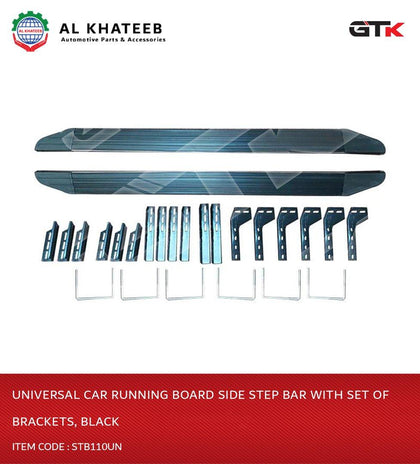 Universal Car Running Board Side Step Bar With Set Of Brackets, Black