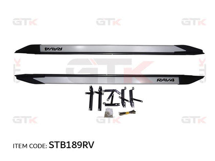 GTK Car Running Boards Side Step Bar Pedals Nerf Bars With Brackets 1782Cm Rav4 2006-2012 Silver Black