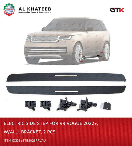 GTK Car Electric Running Boards Polished Aluminium Side Steps With Brackets Range Rover Vogue 2022+