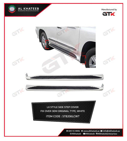 GTK Car Running Boards Side Step Bar Land Cruiser FJ100 1998-2006, White 4Pcs Set