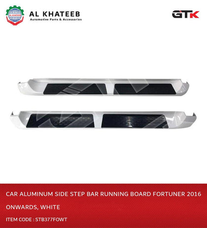 GTK Car Aluminum Side Step Bar Running Board Fortuner 2016 Onwards, White