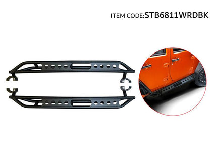GTK Car Alloy Steel Side Bars Running Board Step 4 Doors Wrangler 2007-2017, Black