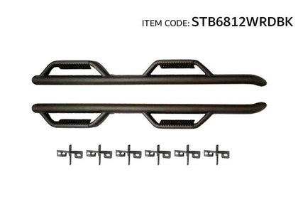 GTK Car Steel Tubular Side Step With Set Of Brackets Wrangler Jl 2007-2017 4-Door, Black Polished