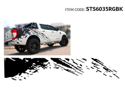 Al Khateeb Car Side Body Sticker Graphic Vinyl Car Decals Mudslinger Style Ranger 2012-2019 - 003 Style, Black