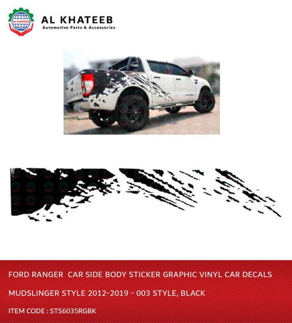 Ford Ranger Al Khateeb Car Side Body Sticker Graphic Vinyl Car Decals Mudslinger Style 2012-2019 - 003 Style, Black