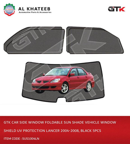 GTK Car Side Window Foldable Sun Shade Vehicle Window Shield Uv Protection Lancer 2004-2008, Black 5Pcs