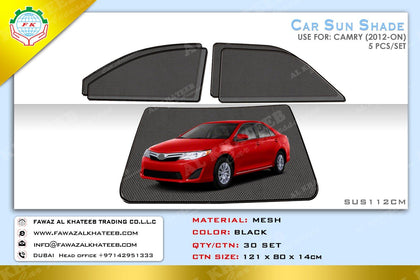 GTK Car Side Window Foldable Sun Shade Vehicle Window Mesh Shield Uv Protection Camry 2012+, Black 5Pcs