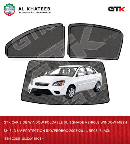 GTK Car Side Window Foldable Sun Shade Vehicle Window Mesh Shield Uv Protection Rio/Probox 2005-2011, 5Pcs, Black