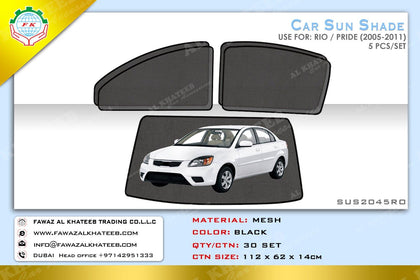 GTK Car Side Window Foldable Sun Shade Vehicle Window Mesh Shield Uv Protection Rio/Probox 2005-2011, 5Pcs, Black