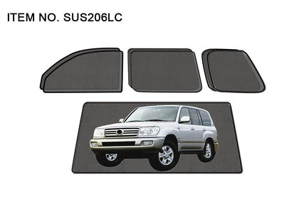 GTK Car Side Window Foldable Sun Shade Vehicle Window Mesh Shield UV Protection Land Cruiser FJ100 1997-2006, 7PCS, Black