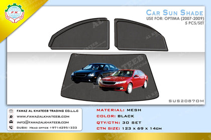 GTK Car Side Window Foldable Sun Shade Vehicle Window Mesh Shield Uv Protection Optima 2007-2009, 5Pcs, Gray