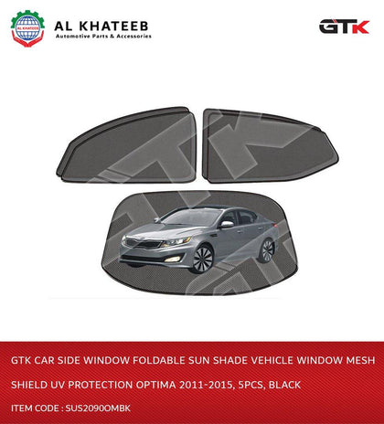 GTK Car Side Window Foldable Sun Shade Vehicle Window Mesh Shield UV Protection Optima 2011-2015, 5PCS, Black