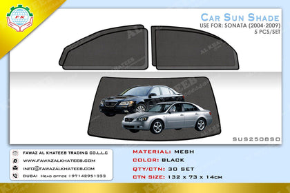 GTK Car Side Window Foldable Sun Shade Vehicle Window Mesh Shield Uv Protection Sonata 2004-2009, 5Pcs, Black