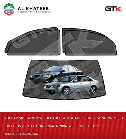 GTK Car Side Window Foldable Sun Shade Vehicle Window Mesh Shield Uv Protection Sonata 2004-2009, 5Pcs, Black