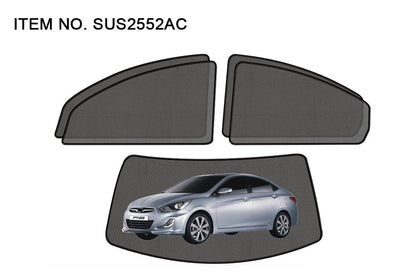 GTK Car Side Window Foldable Sun Shade Vehicle Window Mesh Shield Uv Protection Accent/Verna 2006-2010, 5Pcs, Black