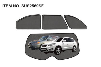 GTK Car Side Window Foldable Sun Shade Vehicle Window Mesh Shield Uv Protection Santa Fe 2006-2011, 5Pcs, Black