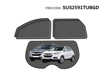GTK Car Side Window Foldable Sun Shade Vehicle Window Mesh Shield Uv Protection Tucson/Ix35 2011+, 5Pcs, Black
