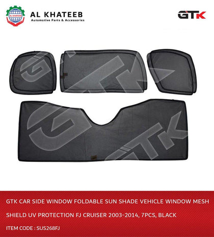 GTK Car Side Window Foldable Sun Shade Vehicle Window Mesh Shield Uv Protection Fj Cruiser 2003-2014, 7Pcs, Black