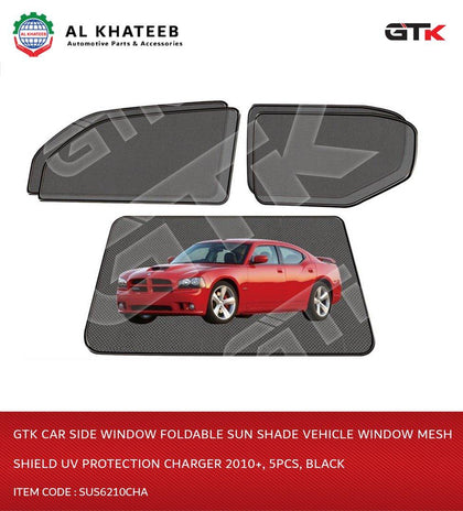 GTK Car Side Window Foldable Sun Shade Vehicle Window Mesh Shield Uv Protection Charger 2010+, 5Pcs, Black