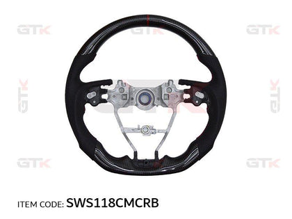 GTK Flat Bottom Sport Style Car Steering Wheel Carbon Fiber With Red Stripe And Black Leather Camry 2018-2019