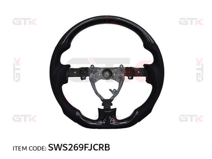 GTK Car Steering Wheel Flat Bottom Carbon Fiber Red Stripe Middle And Black Leather Grip FJ Cruiser 2007