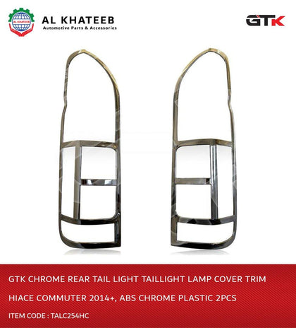 GTK Chrome Rear Tail Light Taillight Lamp Cover Trim Hiace Commuter 2014+, ABS Chrome Plastic 2Pcs