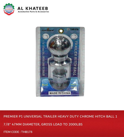 P1 Universal Trailer Heavy Duty Chrome Hitch Ball 1 7/8