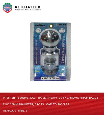 Al Khateeb Premier P1 Universal Trailer Heavy Duty Chrome Hitch Ball 1 7/8