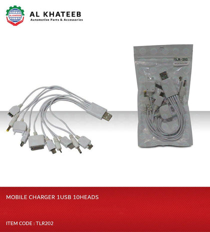 MOBILE CHARGER 1USB 10HEADS