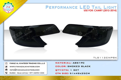 AutoTech Performance Car Rear Tail Light Lamp Smoked LED Camry 2012-2014, Black, 2PCS Set