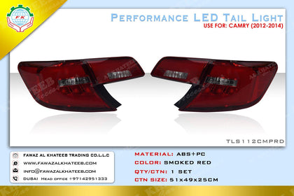 AutoTech Performance Car Rear Tail Light Lamp Smoked LED Camry 2012-2014, Red, 2PCS Set