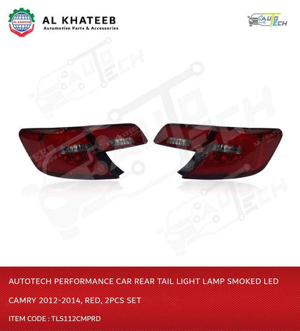 AutoTech Performance Car Rear Tail Light Lamp Smoked LED Camry 2012-2014, Red, 2PCS Set