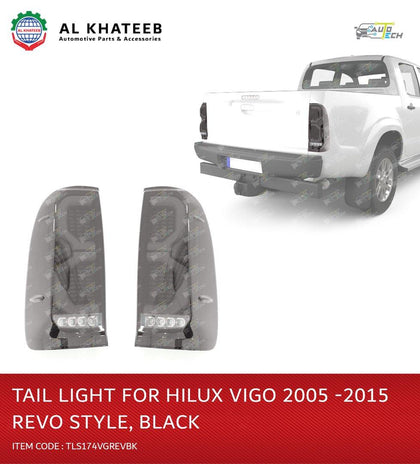 Autotech 2Pcs/Set Tail Light For Hilux Vigo 2012+ Upgrade To Revo Style, Black