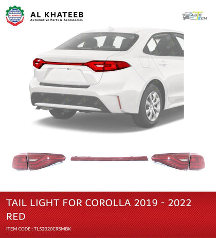 AutoTech Car Performance Rear Tail Lights Assembly Red LED Corolla Sedan 2019-2022, 5Pcs Set