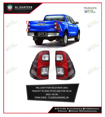 AutoTech Car Performance Rear Tail Lights Hilux Revo 2021 Facelift to 2021 Hilux Adventure OEM Style, Right