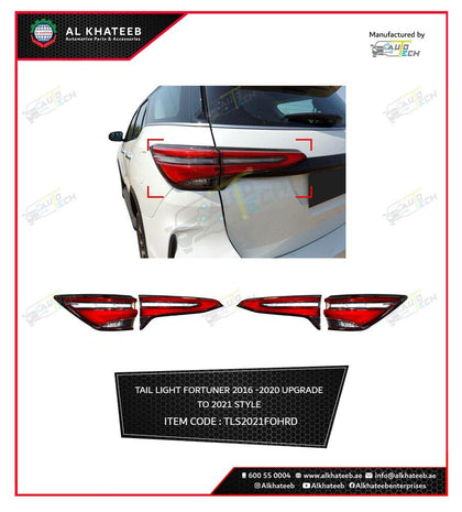 AutoTech Red Tail Light For Fortuner 2016-2020 Upgrade To 2021 Style, 1Set
