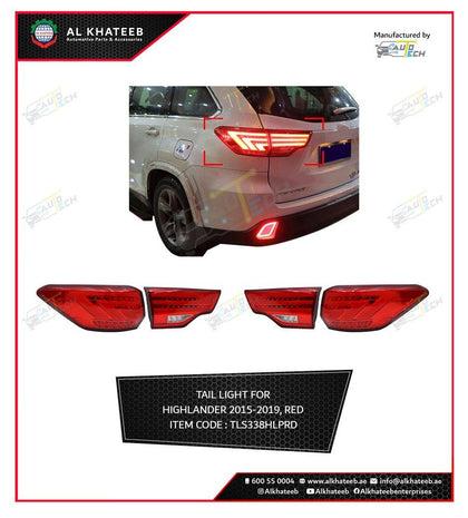 AutoTech Car Performance LED Tail Brake Lights Rear Lamps Smoked Red Highlander 2015-2019, 4PCS