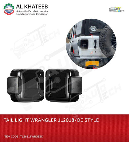 Wrangler JL 2018 Car Tail Lights with LED Light Bars Sequential Signals Black/Smoke OE Style, 2PCS/Set