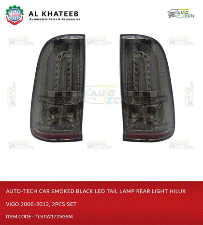 Car Smoked Black Led Tail Lamp Rear Light Hilux Vigo 2006-2012, 2Pcs Set