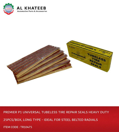 Al Khateeb Premier P1 Universal Tubeless Tire Repair Seals Heavy Duty 25Pcs/Box, Long Type - Ideal For Steel Belted Radials