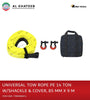 Al Khateeb King Tools 14 Tons High Strength Pe Car Trailer Towing Rope With Shackle & Storage Bag 85Mm*9M, Yellow