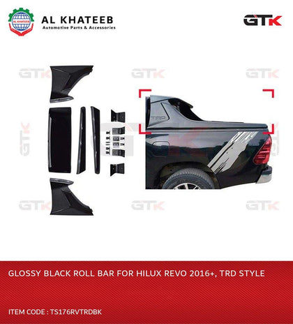 GTK Glossy Black Roll Bar For Hilux Revo 2016+, Trd Style