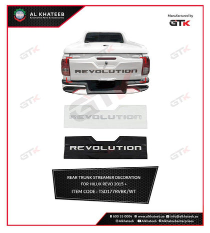 GTK Rear Tailgate Outer Lid Cover Decoration Hilux Revolution 2015-2022, Black