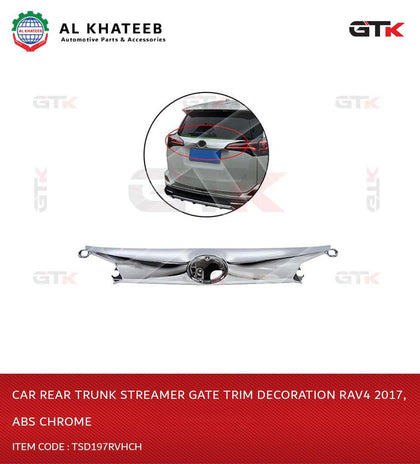 GTK Car Rear Trunk Streamer Gate Trim Decoration Rav4 2017, ABS Chrome