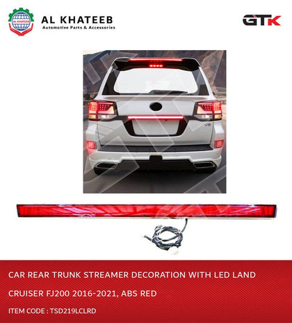 GTK Car Rear Trunk Streamer Decoration With LED Land Cruiser FJ200 2016-2021, ABS Red